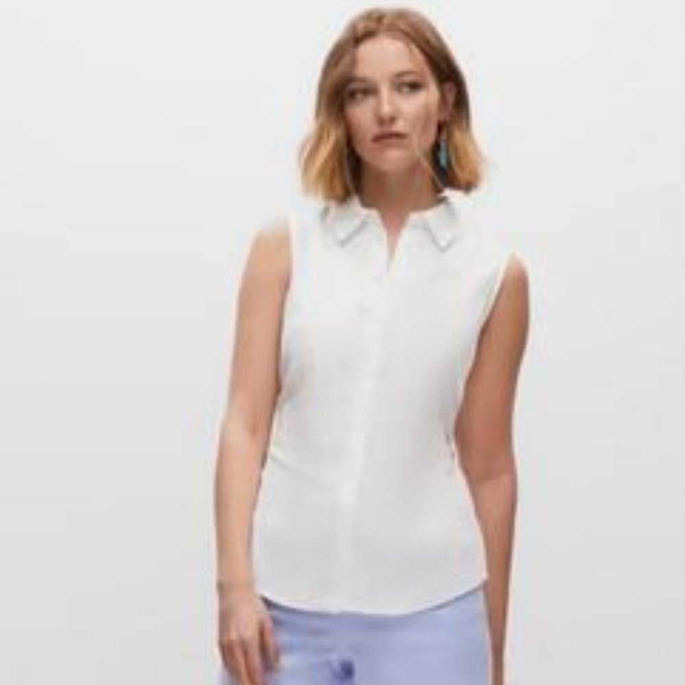 MELANIE LYNE: Tie Front Button Down Shirt - ivory - Picture 1 of 11